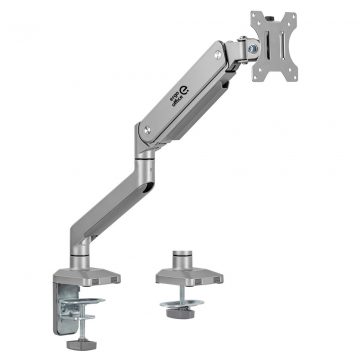   Aluminijasto stojalo za monitor s plinsko vzmetjo Ergo Office, dvojna roka, Vesa 75x75/100x100, 17"-32" 10 kg srebrna, ER-447