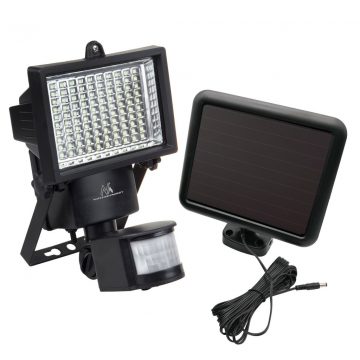   Solarni LED reflektor s senzorjem gibanja Maclean Energy IP44, 6W, 360lm, 6000K hladno bela, Li-ion baterija 2400 mAh, 5,5V D