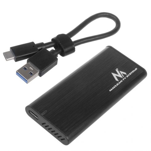 Ohišje za disk Maclean, SSD M.2, NVMe (PCIe), NGFF (SATA), USB 3.1, velikosti 2230/2240/2260/2280, aluminijasto ohišje, MCE443