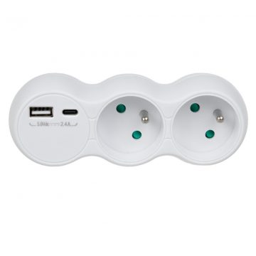   Maclean vtičnica, razdelilnik z 2 vtičnicama, 2x USB A/C, tip E, 2x16A, MCE339 E