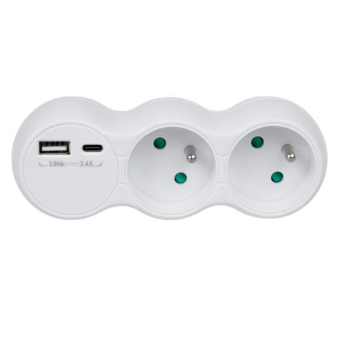 Maclean vtičnica, razdelilnik z 2 vtičnicama, 2x USB A/C, tip E, 2x16A, MCE339 E