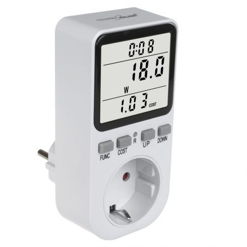 GreenBlue merilnik energije, vatmeter, tip F, 220-240V AC, 50Hz, maks. obremenitev 16A, IP20, vgrajena baterija, GB364 F