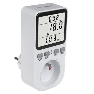   Merilnik energije GreenBlue, vatmeter, tip E, 220-240V AC, 50Hz, maks. obremenitev 16A, IP20, vgrajena baterija, GB364 E