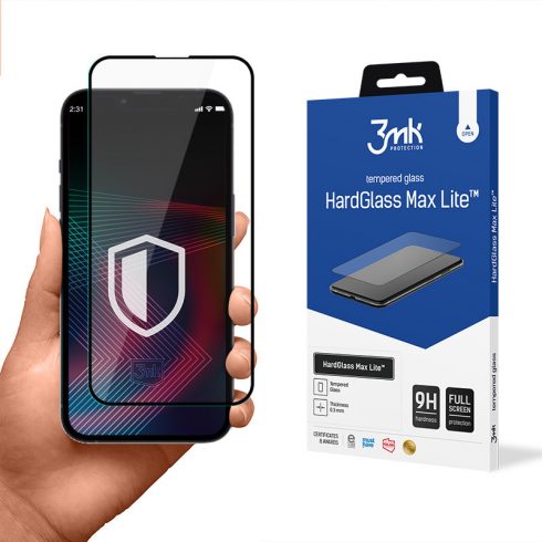 3mk HardGlass Max Lite - kaljeno steklo za iPhone 13 / iPhone 13 Pro (črna)