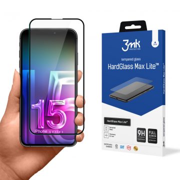 3mk HardGlass Max Lite - kaljeno steklo za iPhone 15 (črna)