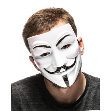 Anonymous Mask, Guy Fawkes, V kot Vendetta Mask - BELA