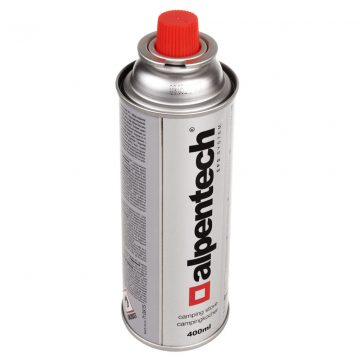   380 ml plinska kartuša Alpentech, certifikat: Pi 0875, ustreza standardu EN521, butan, območje delovanja -10°C do + 40°C, IK300