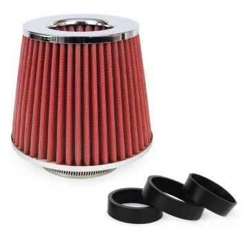   Univerzalni stožčasti zračni filter rdeč/krom + 3 adapterji amio-01282