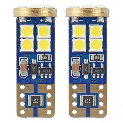 LED žarnice canbus 12smd 2835 t10e w5w bele 12v 24v amio-01636