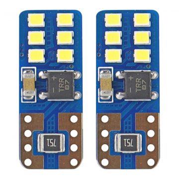   LED žarnice canbus 12smd ultrabright 2016 t10e w5w bele 12v 24v amio-01638