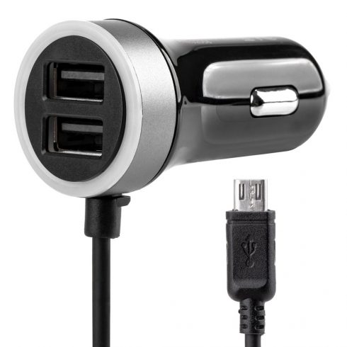 Avtopolnilec pch pro-01 microusb + 2x usb 2.4a 12v 24v amio-02056