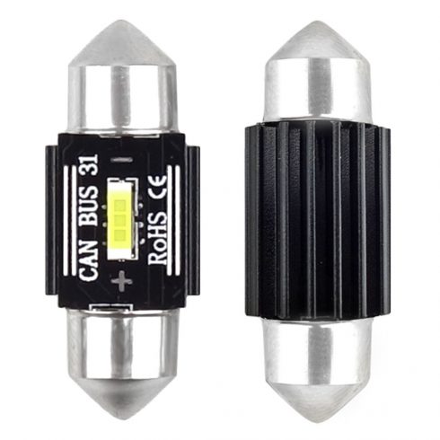 LED žarnice canbus 1860 1smd ultrabright festoon c5w c10w c3w 31mm bela 12v 24v amio-02441