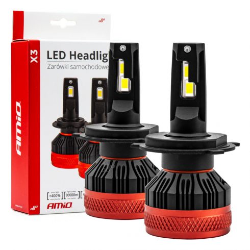 LED avto žarnice serije x3 h4/h19 6500k canbus amio-02979