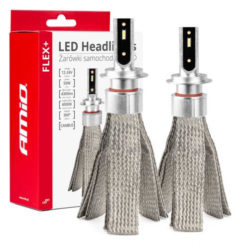 LED avto žarnice flex+ serija h7 h18 12v 24v 6000k canbus amio-03659