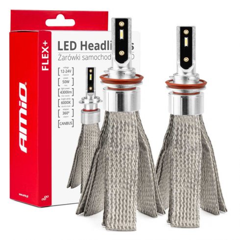 LED žarnice za avto flex+ h8 h9 h11 h16 12v 24v 6000k canbus amio-03663