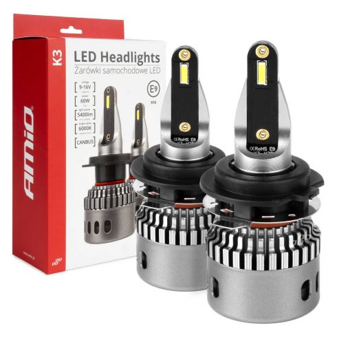 LED avto žarnice serije k3 h7-1 12v 6000k canbus amio-03684