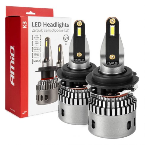 LED avto žarnice serije k3 h7-6 12v 6000k canbus amio-03685