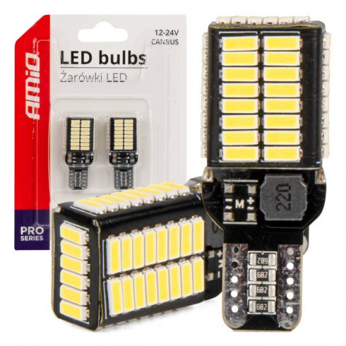 LED žarnice canbus pro series t15e w16w 54x4014 smd bela 12v 24v amio-03724