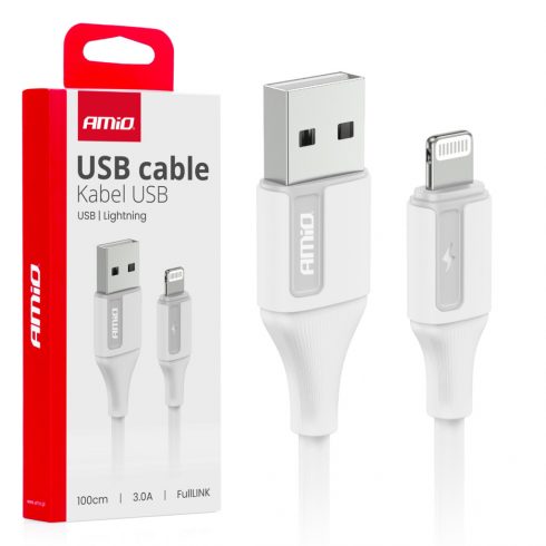 USB-A polnilni kabel - Lightning iPhone 3a 100cm fulllink amio-03919