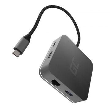   Priklopna postaja HUB USB-C Green Cell 6in1 (USB 3.0 HDMI Ethernet USB-C) za Apple MacBook, Dell XPS, Asus ZenBook in druge