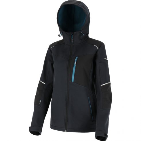 Softshell jakna s kapuco. ženska črna - turkizna.,"3xl",ce,lahti