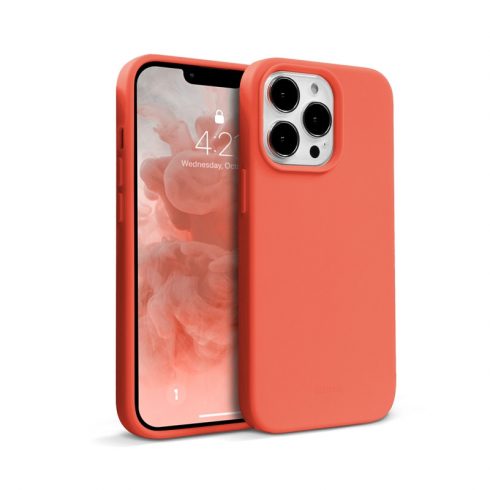 Tekoči silikonski ovitek Crong Color Cover za iPhone 13 Pro (koralno rdeč)