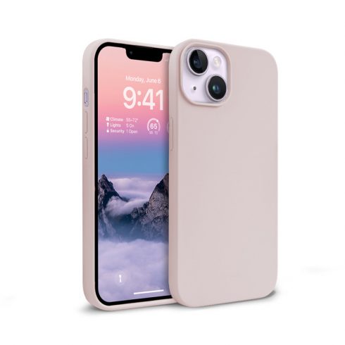 Tekoči silikonski ovitek Crong Color Cover za iPhone 14 / 13 (peščeno roza)