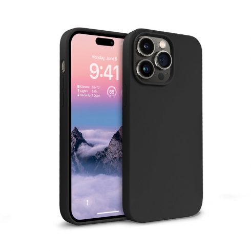 Tekoči silikonski ovitek Crong Color Cover za iPhone 14 Pro (črn)