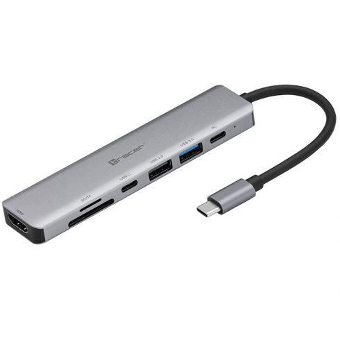 ADAPTER TRACER A-2, USB Type-C s čitalcem kartic, HDMI 4K, USB 3.0, PDW 60W