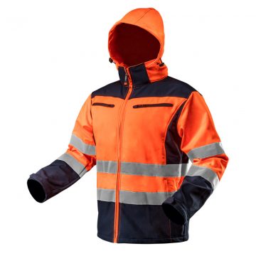   Opozorilna softshell delovna jakna s kapuco, oranžna, velikost S