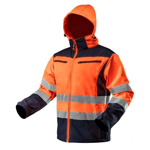 Opozorilna softshell delovna jakna s kapuco, oranžna, velikost S