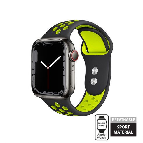 Crong Duo Sport - Pas za Apple Watch 38/40/41 mm (Black / Lime)