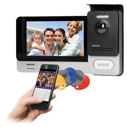 Philips WelcomeEye Connect 2, video domofon, slušalka, barvni, LCD 7", zaslon na dotik, OSD meni, WI-FI + APP za telefon, nadzor vrat, RFID