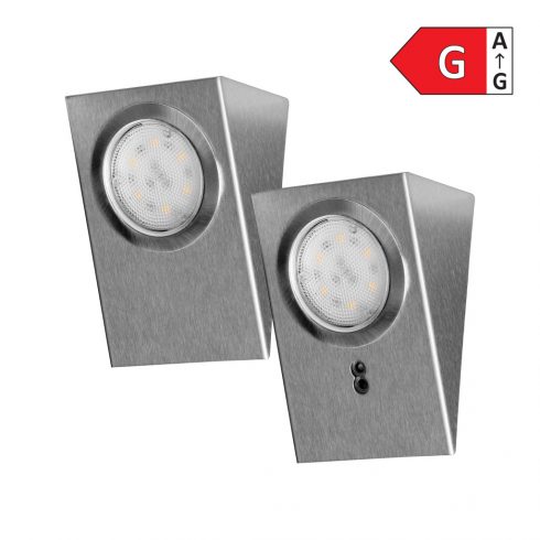 MAKAN LED set podomarnih svetilk 2W, 180lm, 4000K, z brezkontaktnim stikalom, INOX