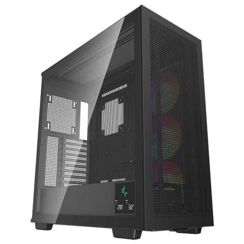 DEEPCOOL ohišje MORPHEUS / dvokomorno / modularno / ATX+ / 3x140mm ARGB ventilatorji / 4xUSB / USB-C / digital. zaslon / črna