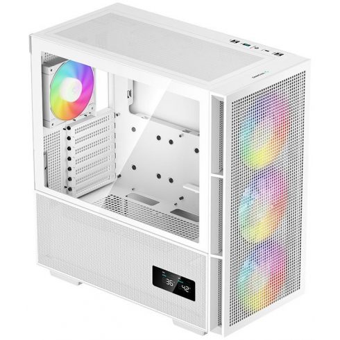 DEEPCOOL omarica CH560 Digital / MidT/ 3x140 in 120mm ARGB ventilator / USB 3.0 / USB-C/ kaljeno steklo / digitalni zaslon / bela