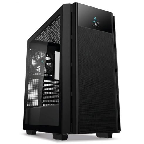 DEEPCOOL ohišje CH510 MESH Digital / E-ATX / 120 mm ventilator / 1x USB 3.0 / 1x USB-C / kaljeno steklo / mrežasta plošča / črna