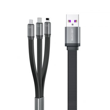   WEKOME WDC-157 King Kong 2. generacije - 3-v-1 USB-A v Lightning + USB-C + Micro USB 6A za hitro polnjenje 1,3 m povezovalni kabel (črn)