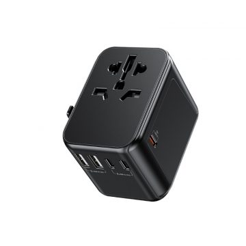   WEKOME WP-U03 Pop Digital Series - EU / UK / US / AU polnilnik / potovalni adapter + 3x USB-C & 2x USB-A 30 W (črna)