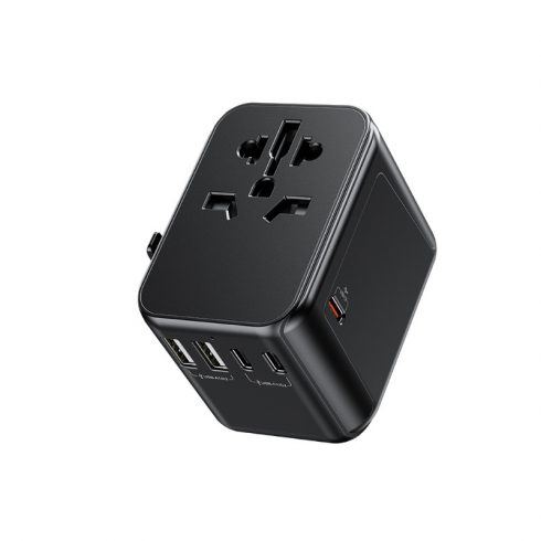 WEKOME WP-U03 Pop Digital Series - EU / UK / US / AU polnilnik / potovalni adapter + 3x USB-C & 2x USB-A 30 W (črna)