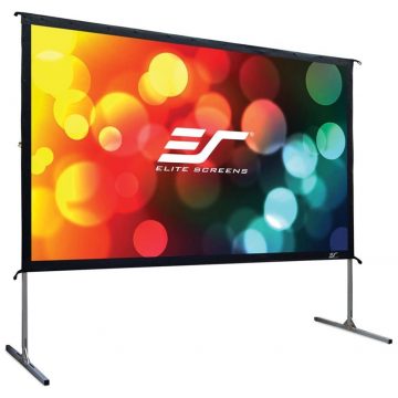   ELITE SCREENS mobilni zunanji trinožni zaslon 100" (254 cm)/ 16:9/ 124,5 x 221,5 cm/ aluminij/ sprednja in zadnja projekcija