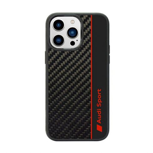 Audi Carbon Fiber Stripe - etui za iPhone 14 Pro (črn)