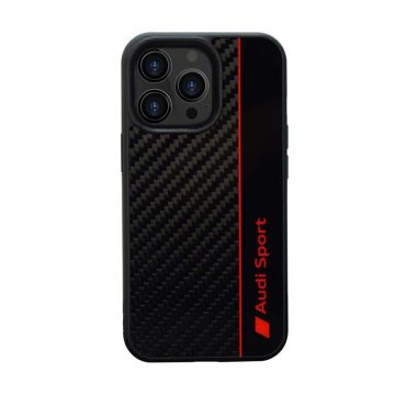 Audi Carbon Fiber Stripe - etui za iPhone 13 Pro Max (črn)