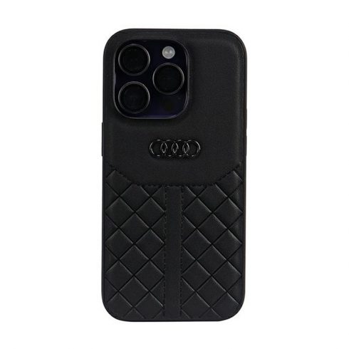 Audi iz pravega usnja - etui za iPhone 14 Pro (črn)