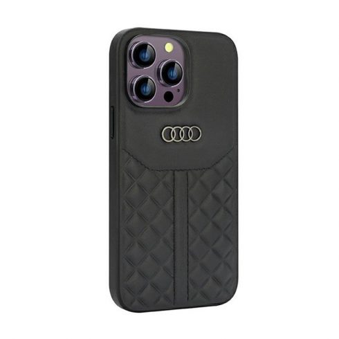 Audi iz pravega usnja - etui za iPhone 14 Pro Max (črn)