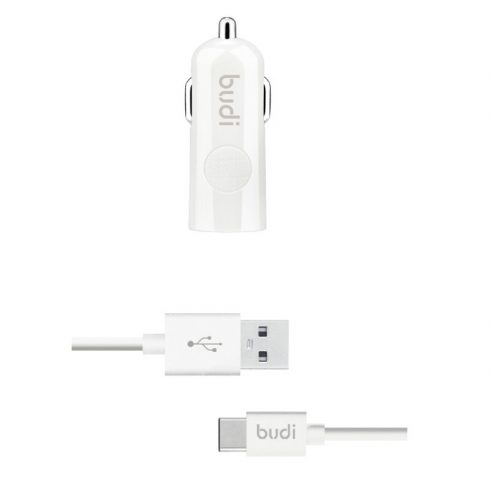 Budi - 1 USB avtopolnilec z LED indikatorjem + USB tip C kabel