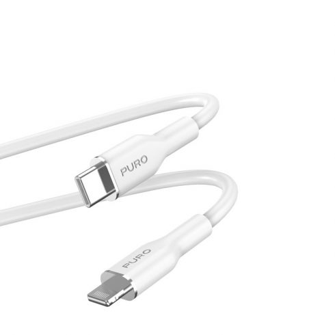 Mehki kabel PURO ICON - USB-C na Lightning kabel MFi 1,5 m (bel)