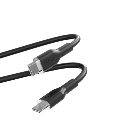 Mehki kabel PURO ICON - USB-C na Lightning kabel MFi 1,5 m (črn)