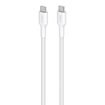 PURO Fabric - 1,2 m pleteni kabel USB-C na USB-C (bel)