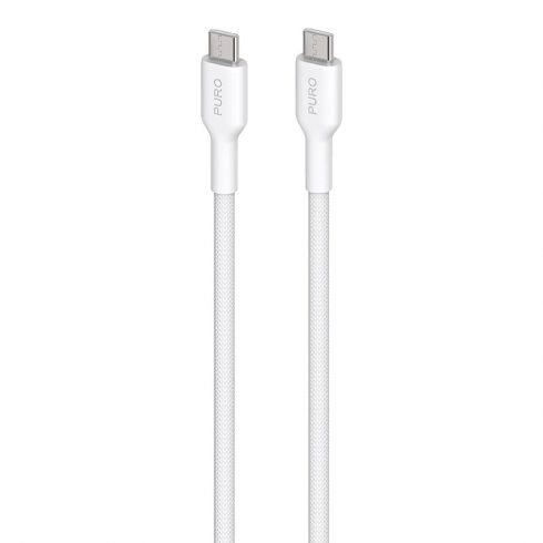 PURO Fabric - 1,2 m pleteni kabel USB-C na USB-C (bel)